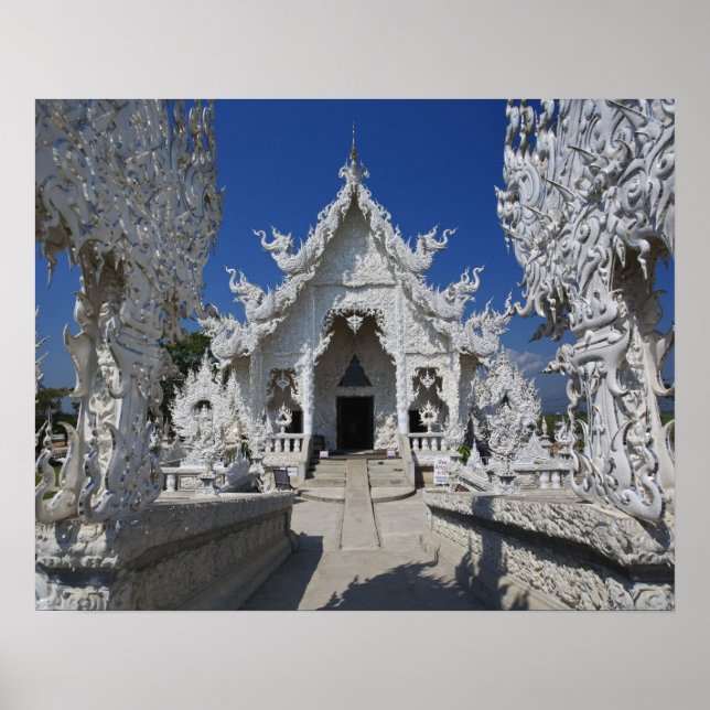 Poster Le nouveau temple tout blanc de Wat Rong Khun à (Devant)