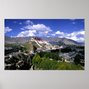 Poster Le palais de Potala sur la chaîne de montagnes de