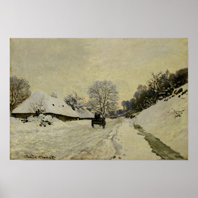 Poster Le Panier, ou Route sous neige à Honfleur, 1865 (Devant)