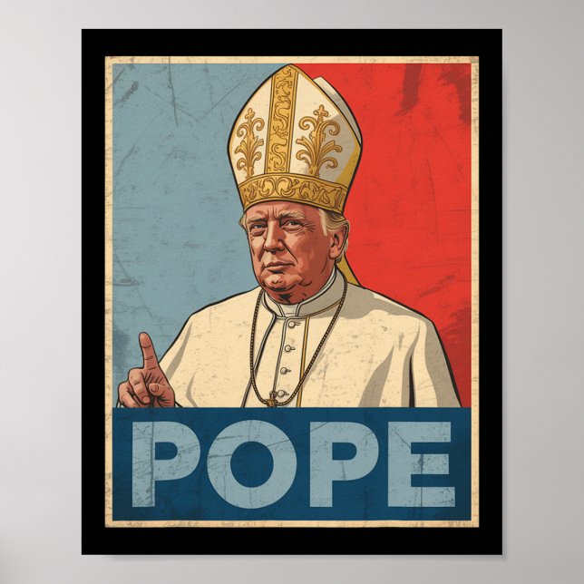 Poster Le pape Trump drôle Trump Vatican Christian Retro  (Devant)