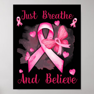 Poster Le Papillon Ruban Respire Et Croit Le Cancer Du Se