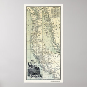Poster Le paquebot conduit la carte 1891 de la publicité