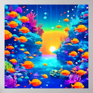 Poster Le paradis sous-marin vibrant trouvé