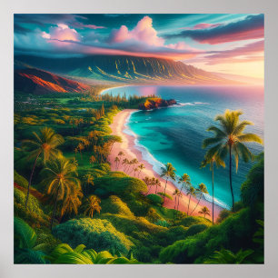 Poster Le paradis tropical de l'île Hawaï de Maui