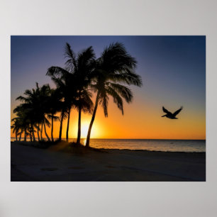 Poster Le paradis tropical du lever du soleil de l'Ouest