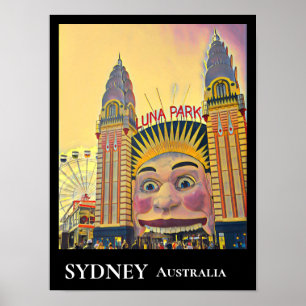 Poster Le parc funpark Sydney Luna Park décoré de murs de