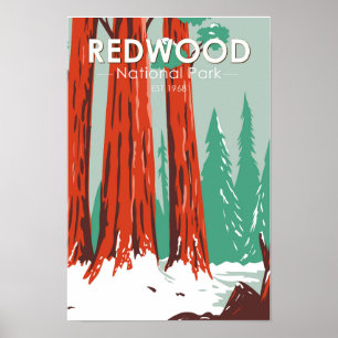 Poster Le Parc National De Redwood En Californie Vintage