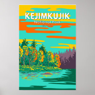 Poster Le parc national Kejimkujik Brook Canada Rétro