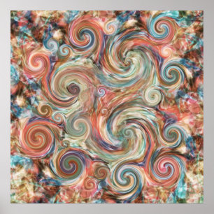 Poster Le pastel de la terre tourbillonne copie colorée