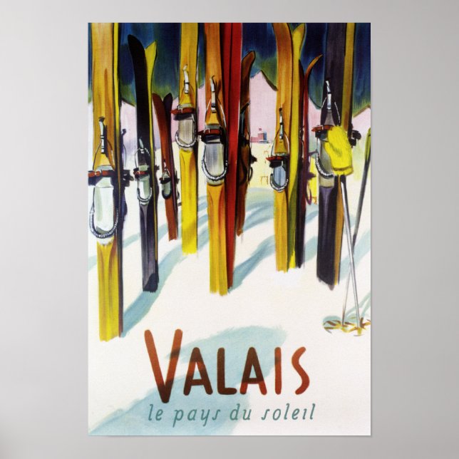 Poster Le pays du soleil - Skis debout dans la neige (Devant)