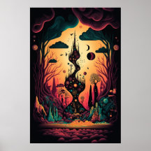 Le paysage Abstrait de l'affiche Motif de Swirling