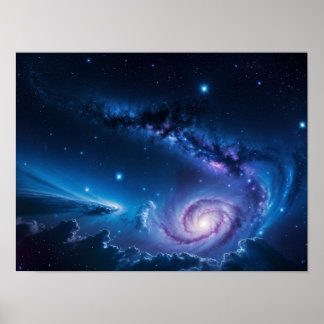 Poster Le paysage cosmique : étoiles et nébuleuses