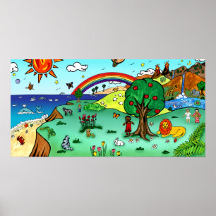 Poster Le paysage des enfants idylliques -- Paradis