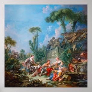 Poster le paysage idyll rococo de francois boucher shephe