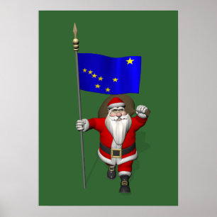 Poster Le Père Noël Avec L'Enseigne De L'Alaska