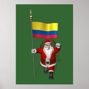 Poster Le Père Noël Avec L'Ensigne De La Colombie