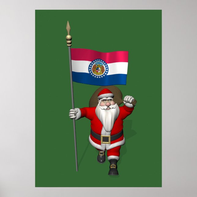 Poster Le Père Noël Avec L'Ensigne Du Missouri (Devant)