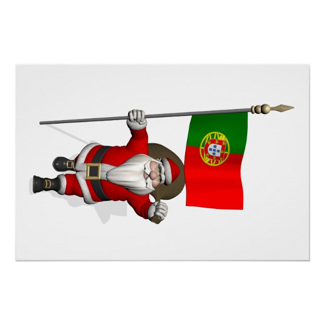 Poster Le Père Noël Avec L'Ensigne Du Portugal (Devant)