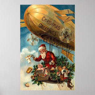 Poster Le père noël dans le dirigeable