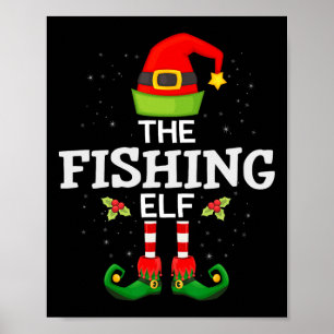 Poster Le Père Noël Elfe de pêche Pyjama de Noël pour fam