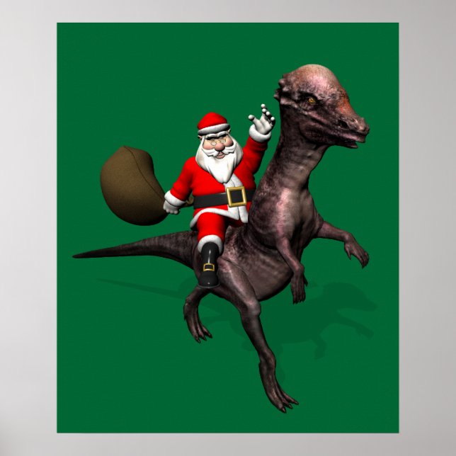 Poster Le Père Noël En Train De Circuler Sur Pachyosaurus (Devant)