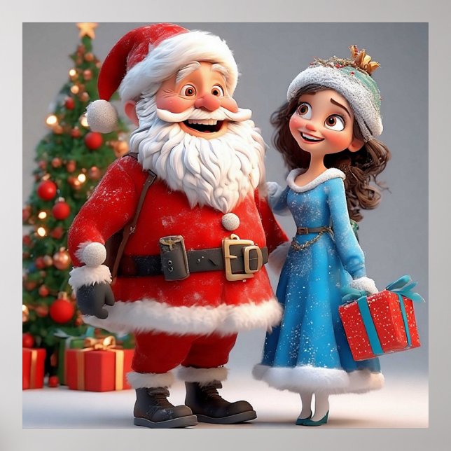 Poster Le Père Noël et le Maiden des neiges fêtent Noël (Devant)