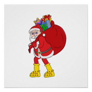 Poster Le Père Noël porte de grosses bottes jaunes