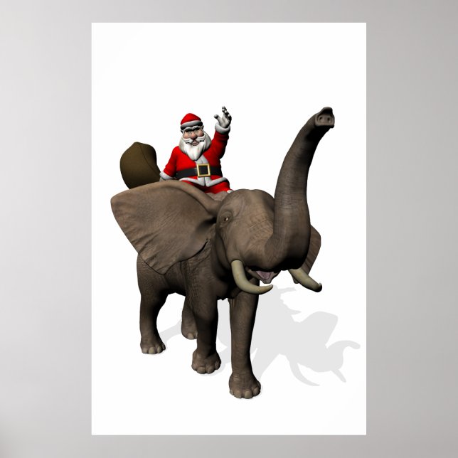 Poster Le Père Noël Sur Elephant (Devant)