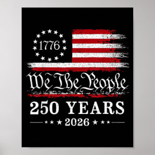 Poster Le Peuple 250 Ans 1776 2026 Drapeau Américain