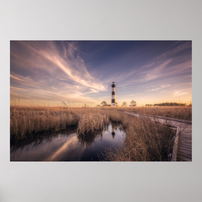 Poster Le Phare De Bodie Island Au Coucher Du Soleil (Devant)