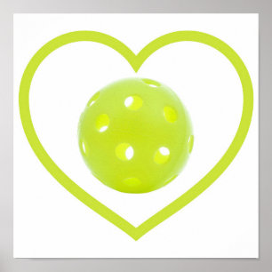 Poster le pickleball aime le pickball jaune