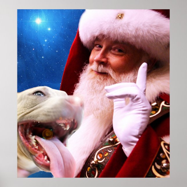 Poster le Pitbull Chien rouge et le Père Noël (Devant)