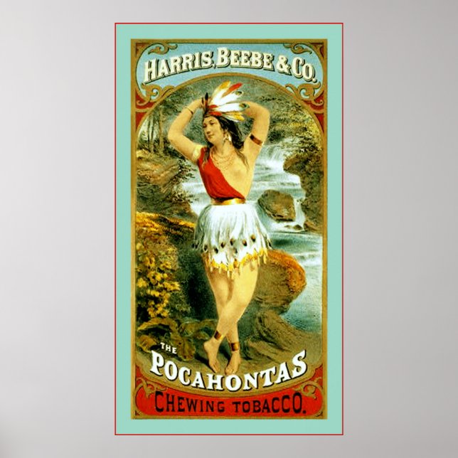 Poster Le Pocahontas Chewing Tobacco ~ 1868 (Devant)