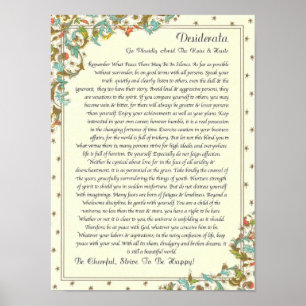 Poster Le poème de desiderata par Ehrmann maximum