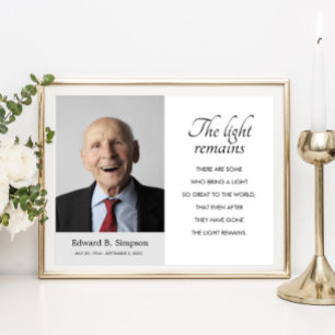 Poster Le poème mémorial funéraire La Lumière Reste avec 