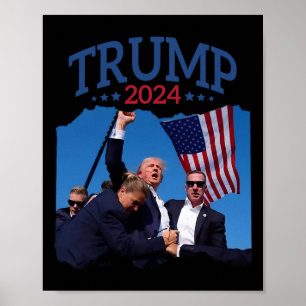 Poster Le poing court a tapé 2024 Priez pour Trump ne don