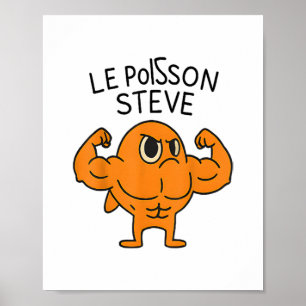 Poster Le Poisson Steve Funny Cartoon de poisson musclé
