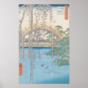 Poster Le pont avec des glycines ou Kameido Tenjin