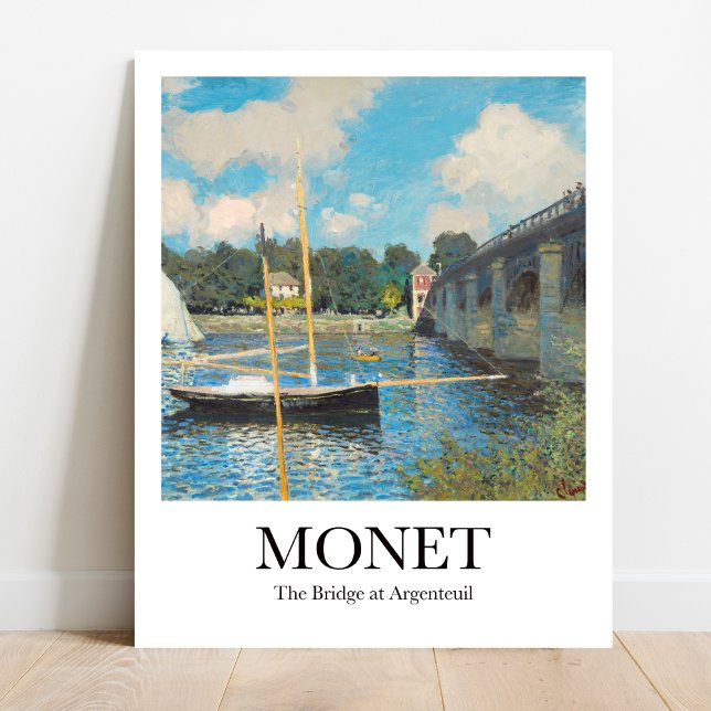 Poster Le pont d'Argenteuil par Claude Monet (Monet "The Bridge at Argenteuil" Impressionist Landscape Poster. Vibrant colors, sunlight on water)