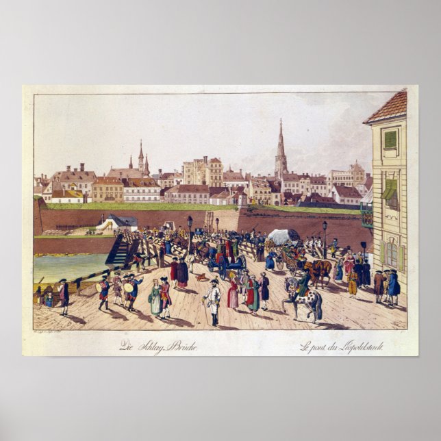 Poster Le pont de Leopoldstadt, Vienne, 1780 (Devant)