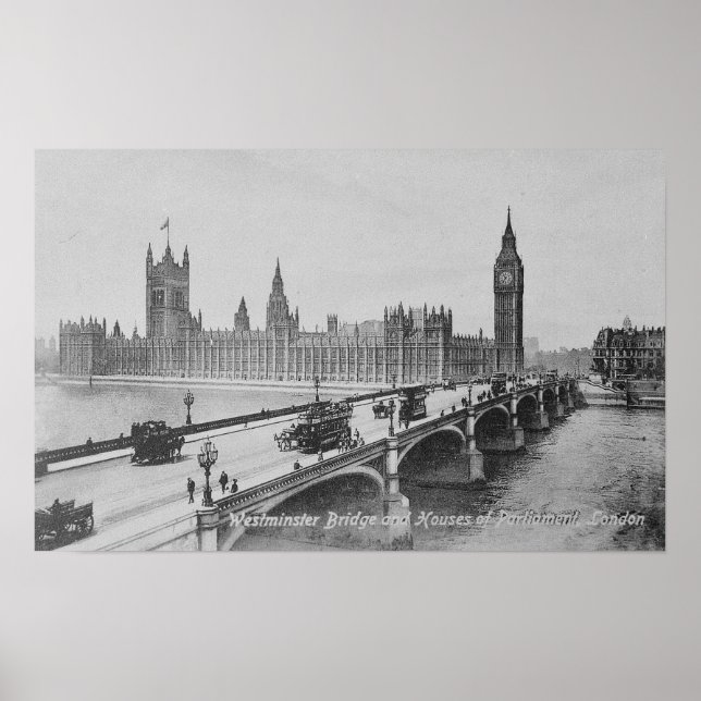 Poster Le pont de Westminster et les Maisons de (Devant)