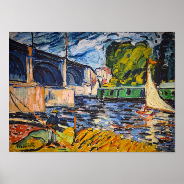 Poster Le pont du Chatou | Maurice de Vlaminck | (Devant)
