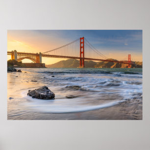Poster Le pont du Golden Gate à San Francisco au coucher 