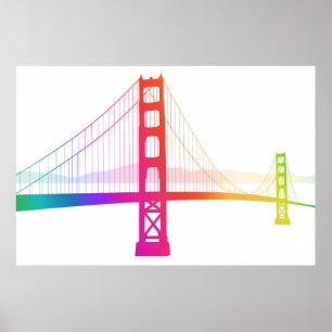Poster Le pont du Golden Gate Style arc-en-ciel