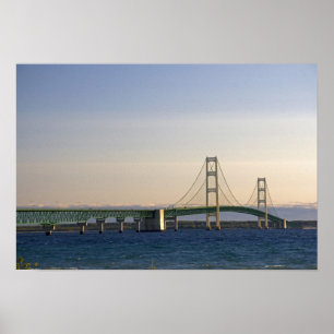 Poster Le pont Mackinac enjambant les détroits de 3