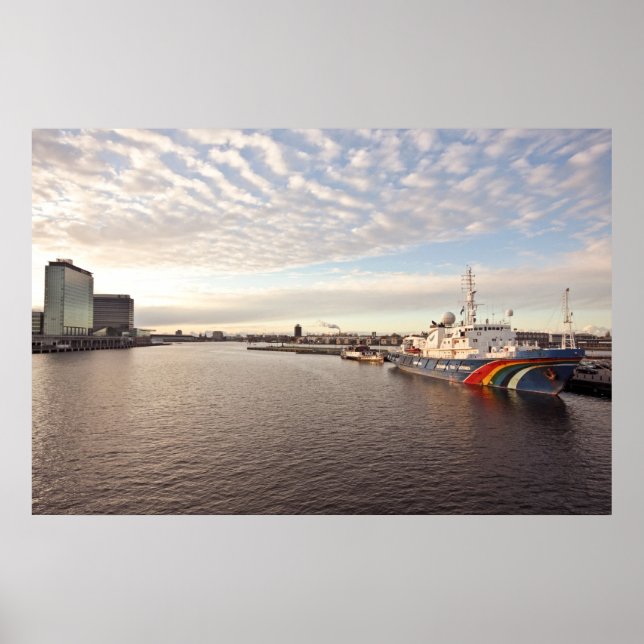 Poster Le port d'Amsterdam à la Pays-Bas (Devant)