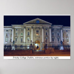 Poster Le porticio de Trinity College la nuit, Dublin Irl