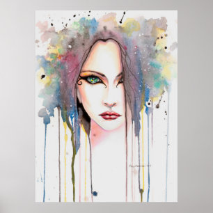 Poster Le Portrait de femme moderne aquarelle psychique