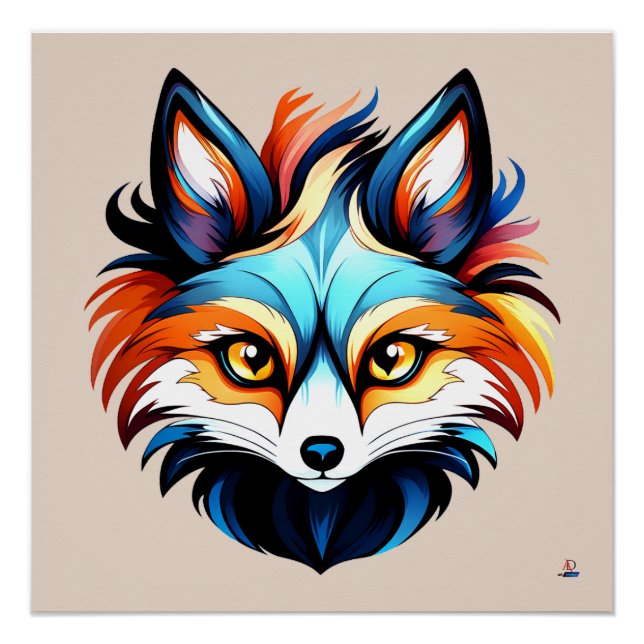 Poster Le Portrait de la tête de Bunte Fuchs (Devant)