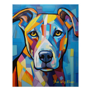 Poster Le Portrait Pitbull Dog 001 - Sable Gabriel